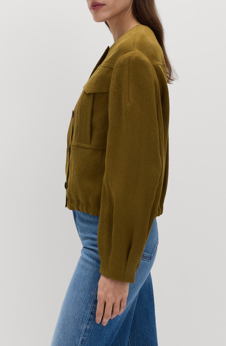 M&S Collarless Jacket, Alternate, color, Mossy Brown