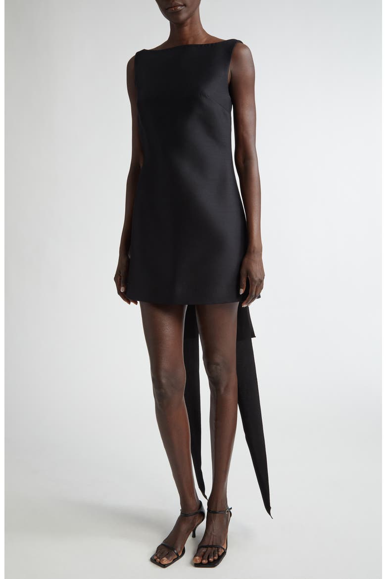 Bowie Wool & Silk Broadcloth Minidress, Main, color, BLACK