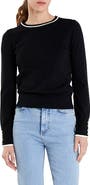 English Factory Button Detail Tipped Sweater