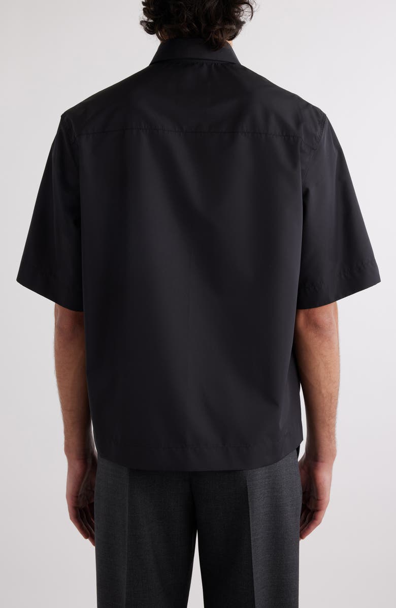 Givenchy Short Sleeve Zip-Up Shirt, Alternate, color, Black