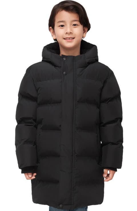 Kids'  Parker Hooded Mid-Length Puffer Jacket