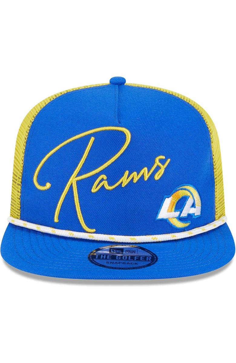 New Era Men's New Era Royal Los Angeles Rams Script Logo Golfer 9FIFTY Snapback Hat, Alternate, color, 