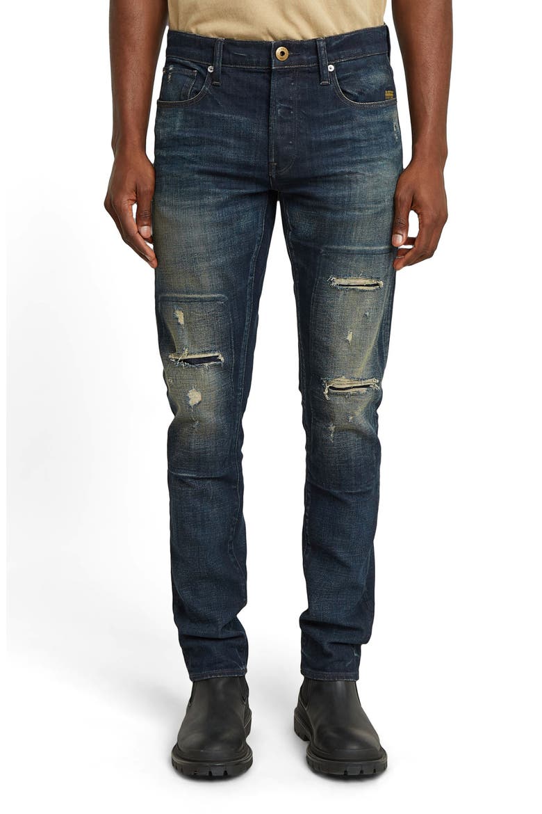 3301 Rip & Repair Slim Jeans, Main, color, ANTIQUE FOUNDRY REPAIRED