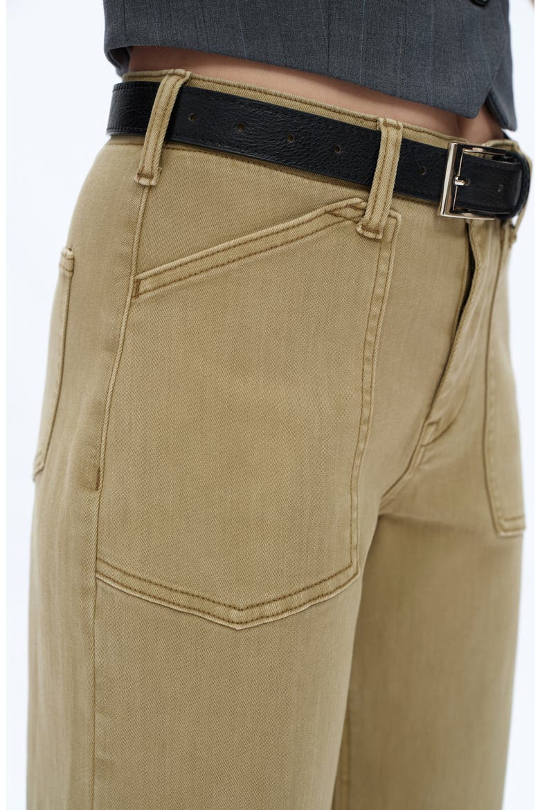 Patch Pocket Mid Rise Crop Wide Leg Jeans, Alternate, color, OLIVE