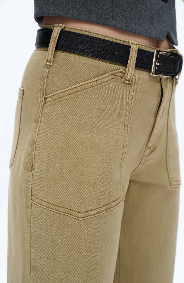 Bayeas Patch Pocket Mid Rise Crop Wide Leg Jeans, Alternate, color, Olive