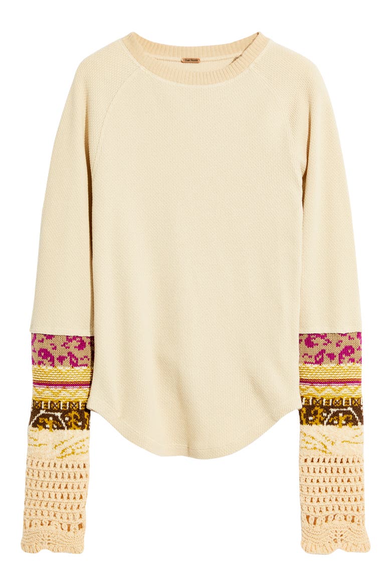 In the Mix Jacquard Cuff Top, Main, color, LINEN COMBO