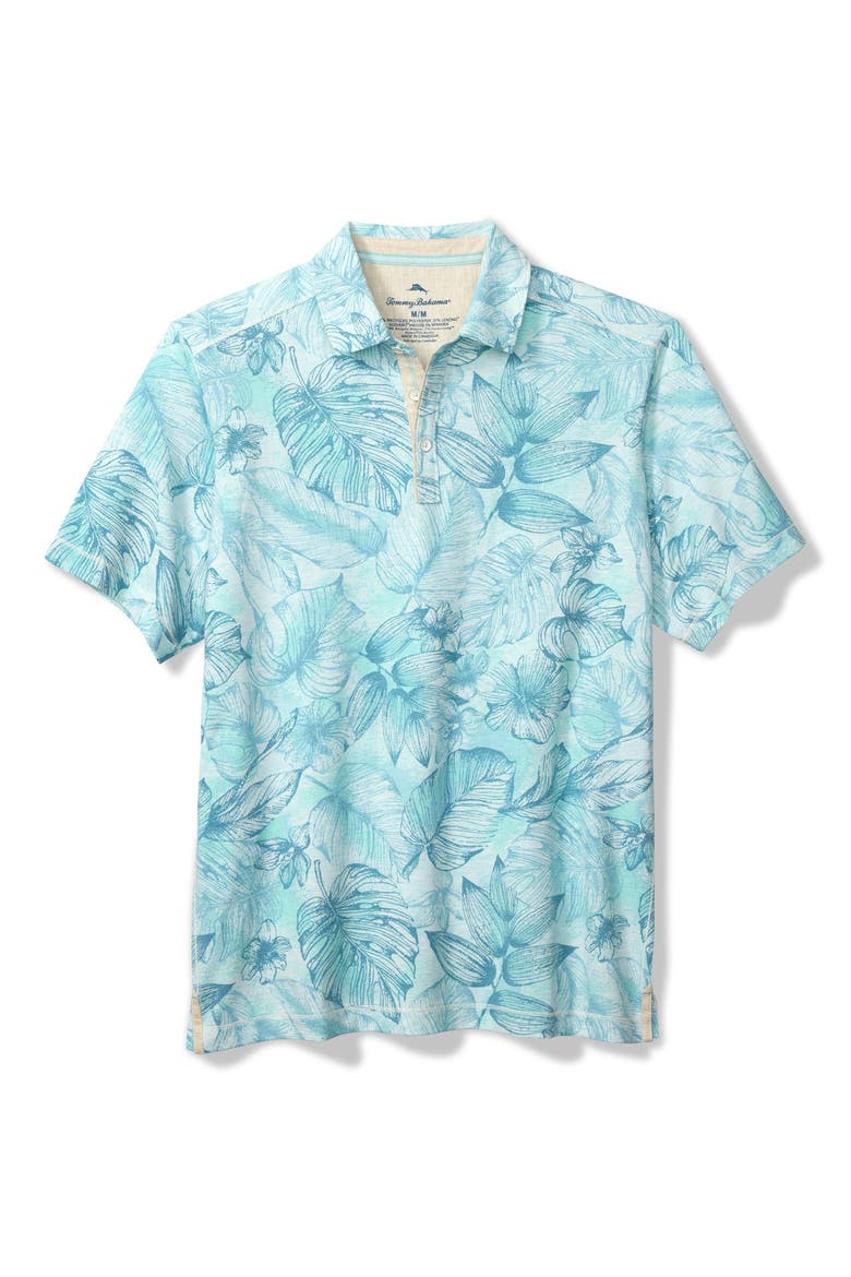 Coasta Vera Frond Escape Short Sleeve Polo, Main, color, BLUE WHISPER