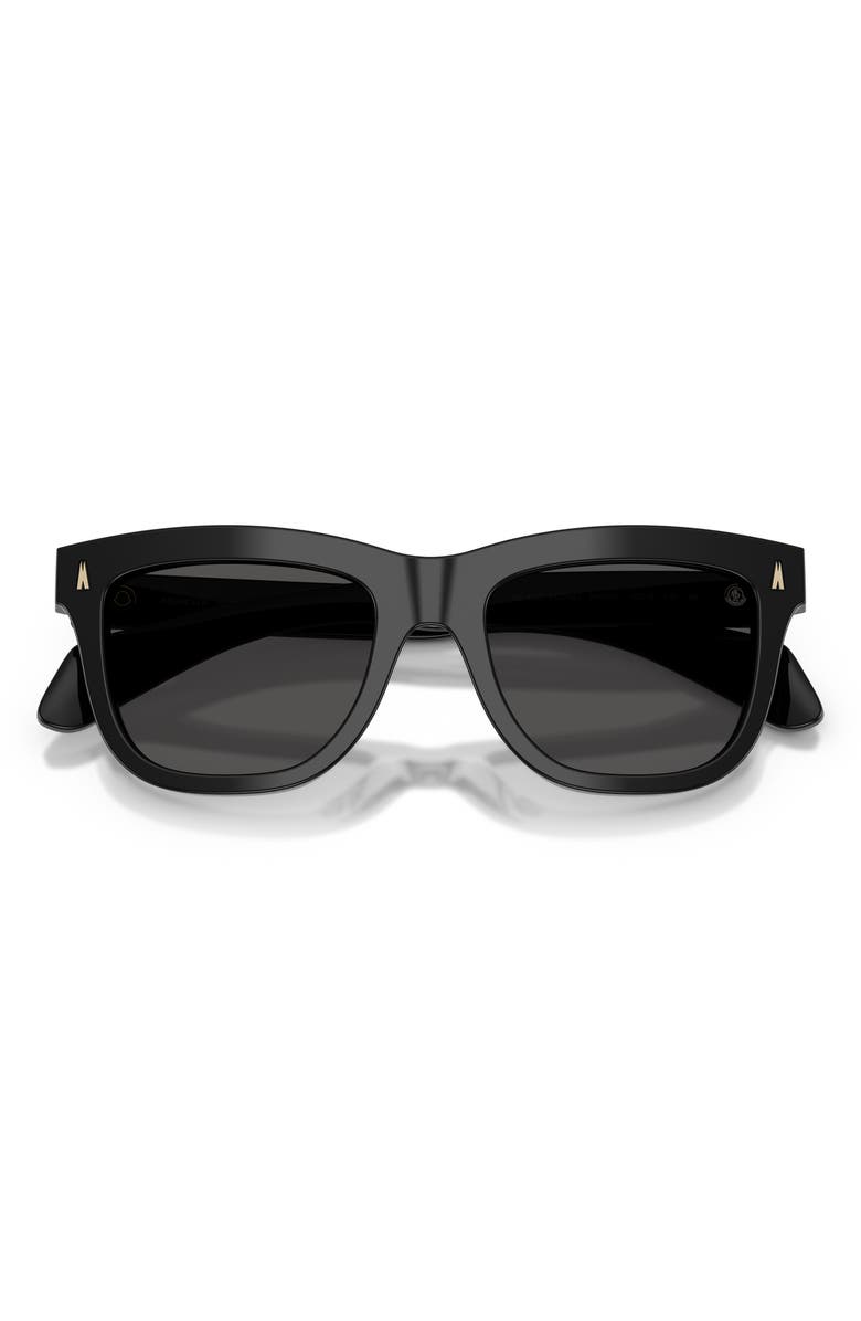 Moncler Bronzz 52mm Pillow Sunglasses, Alternate, color, Shiny Black / Solid Dark Grey