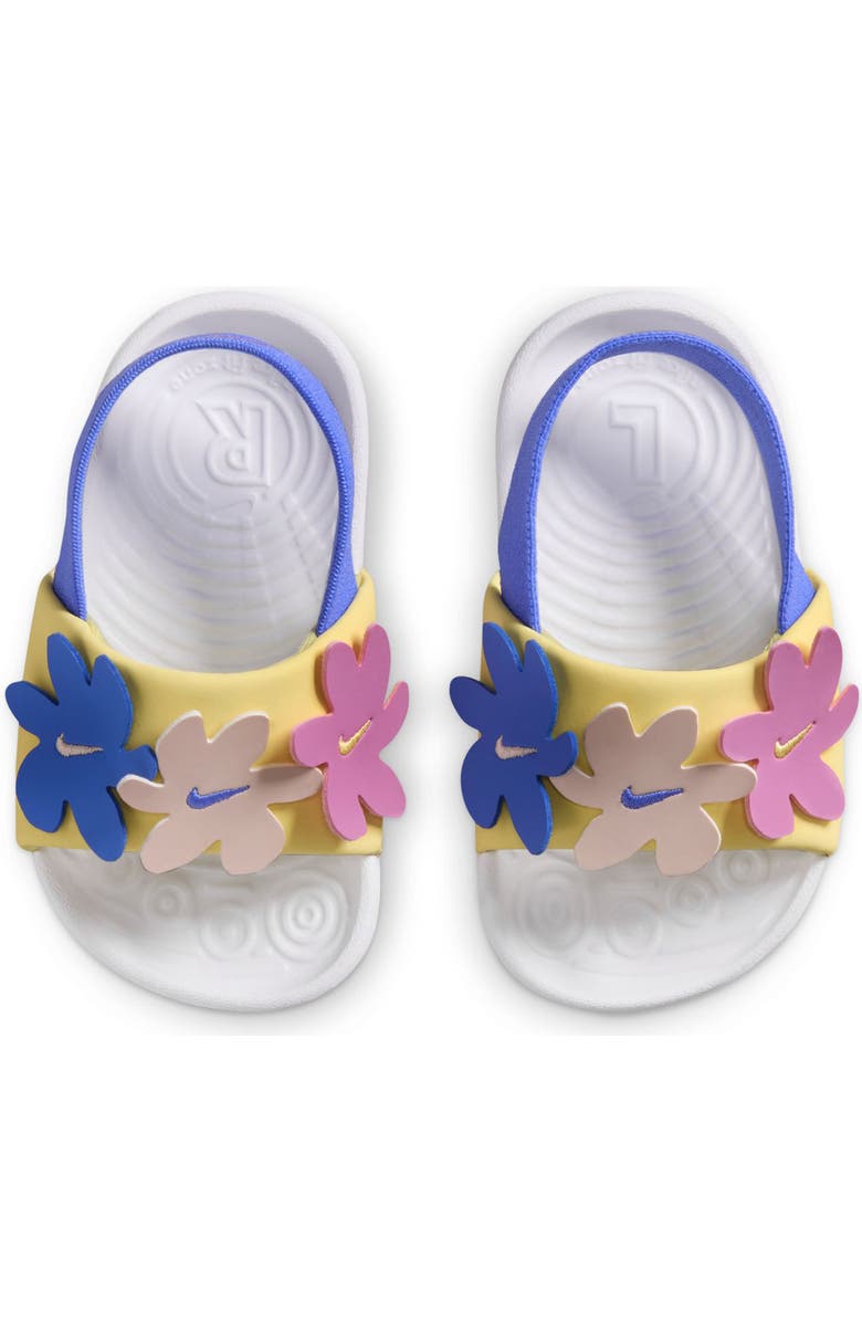 Nike Kids' Kawa Slingback Slide, Alternate, color, White/ Soft Yellow/ Sapphire