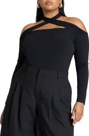 ELOQUII Cross Front Cut Out Top