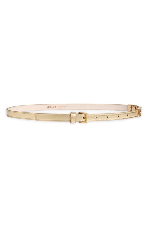 Logo Metallic Leather Belt