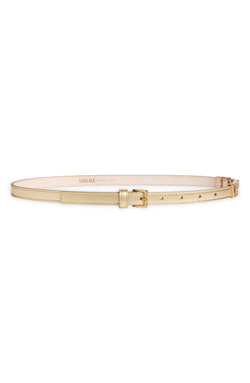 Versace Logo Metallic Leather Belt In Neutral