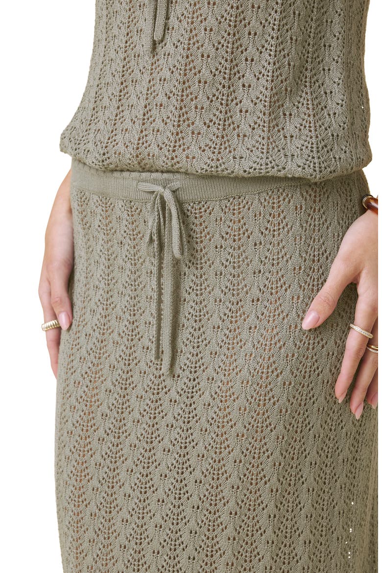 Eleni Pointelle Maxi Sweater Skirt, Alternate, color, EUCALYPTUS GREEN