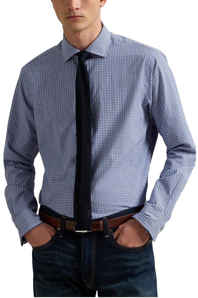 Classic Fit Check Cotton Poplin Button-Up Shirt, Main, color, WHITE BLUE MULTI