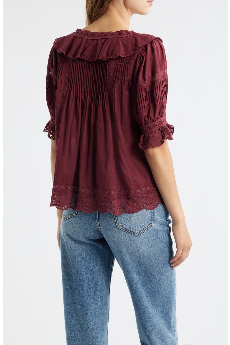 Romilly Ruffle & Lace Top, Alternate, color, SPICED BERRY