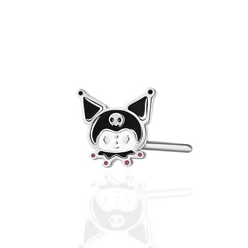 Hello Kitty Authentic 20g Stainless Steel Nose Ring Bone Stud In Silver