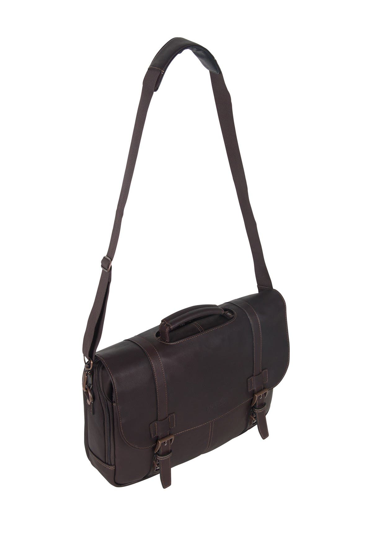 Kenneth Cole Colombian Leather 16” Laptop Computer Portfolio Messenger Briefcase, Alternate, color, 