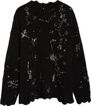 R13 Oversize Safety Pin Embellished Merino Wool Sweater