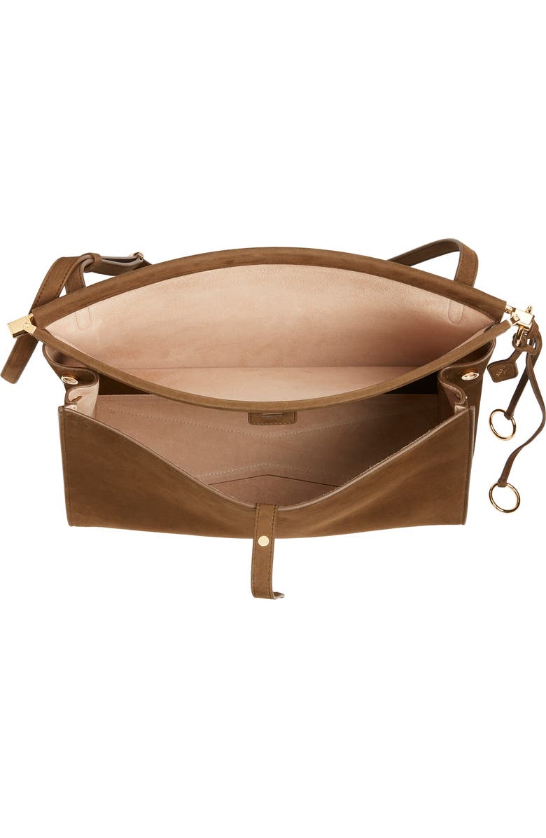 Alaïa Le Click Pocket Nubuck Leather East/West Shoulder Bag, Alternate, color, Khaki