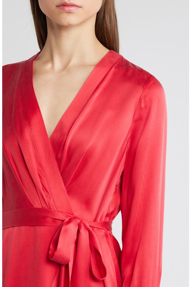 Victoria Long Sleeve Silk Faux Wrap Dress, Alternate, color, SCARLET
