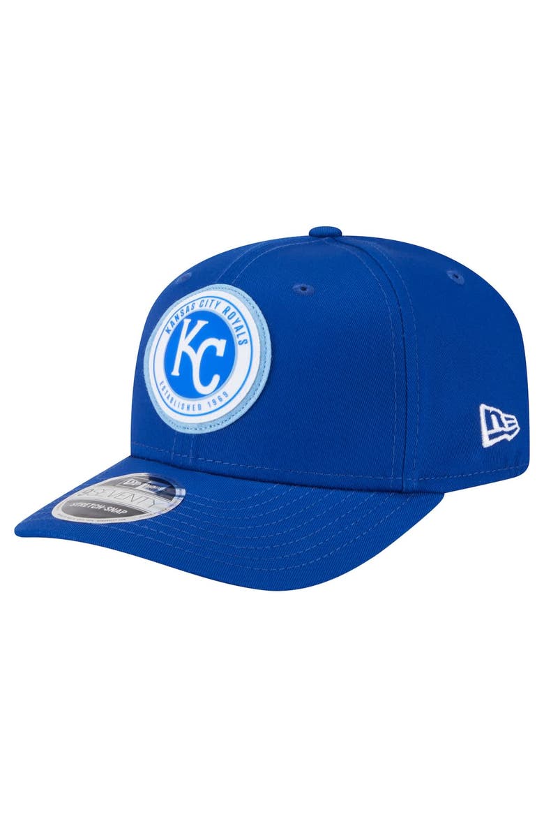 Men's New Era Royal Kansas City Royals Circle Patch 9SEVENTY Stretch-Snap Hat, Main, color, Royal