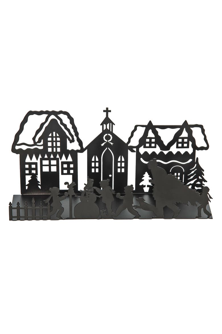 Snowman Family Scene 3D Decor, Main, color, Black