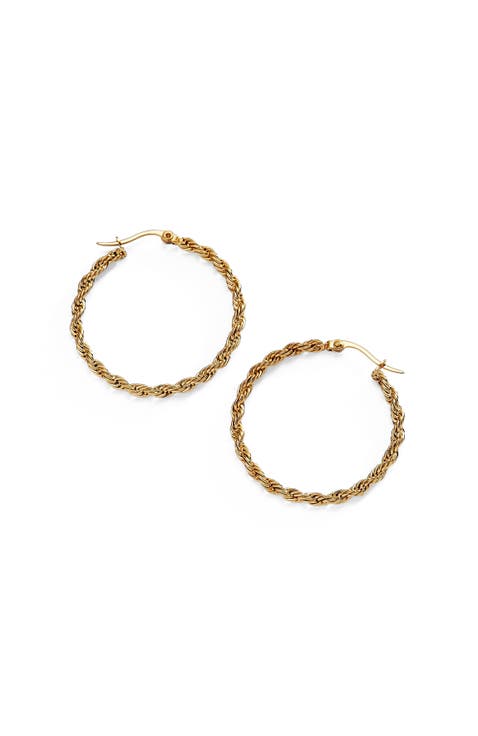 Frozen French Rope Chain Hoop Earrings
