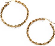 Alex and Ani Frozen French Rope Chain Hoop Earrings