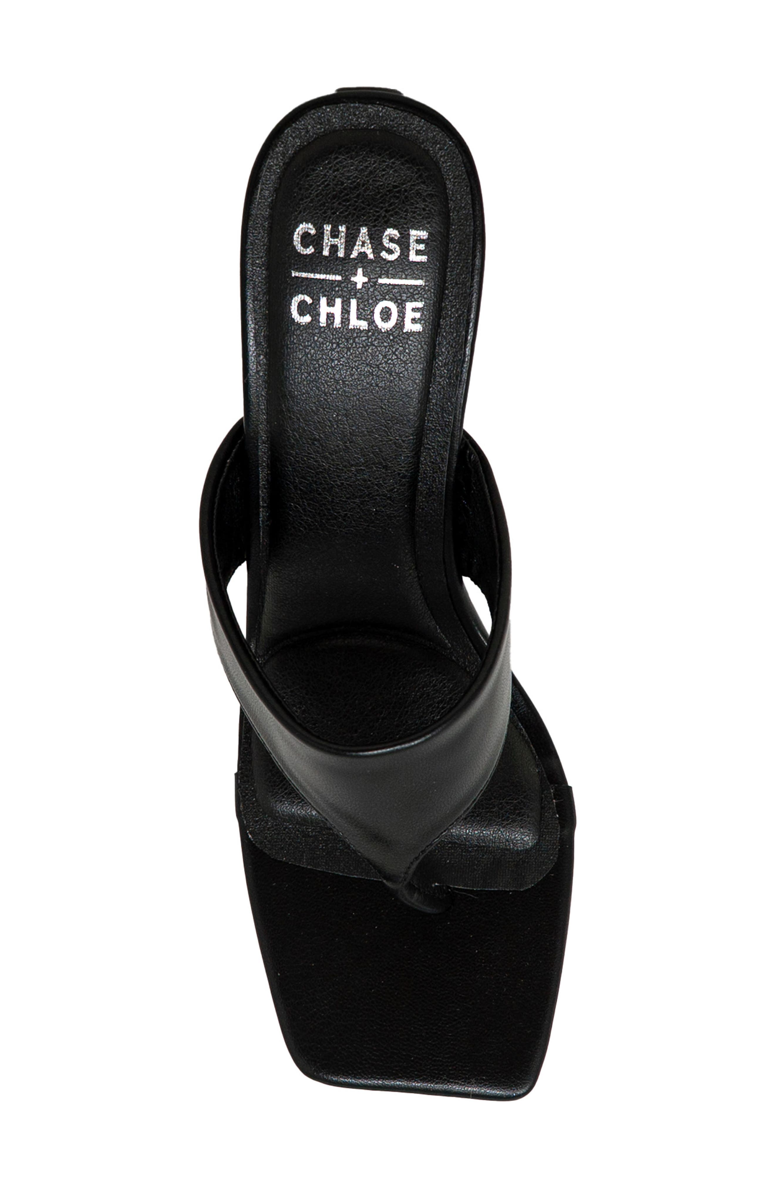 Cielle Thong Strap Flared Heel Sandal, Alternate, color, BLACK