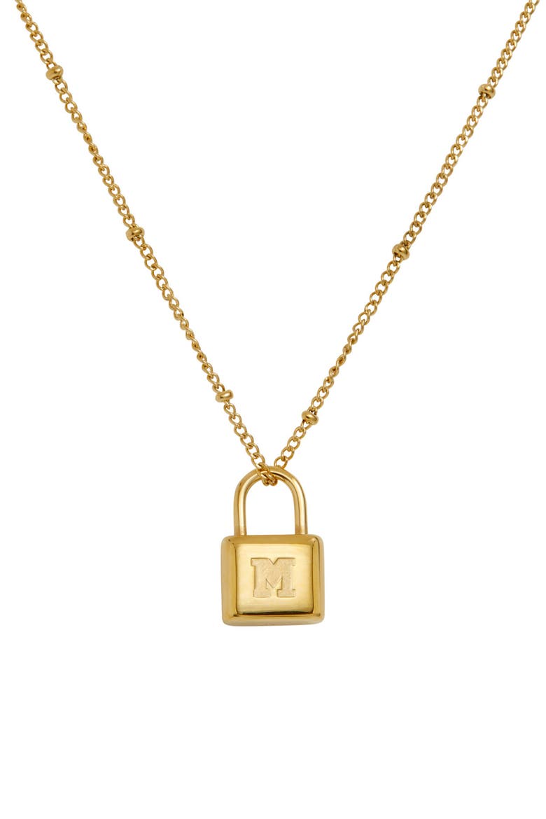 Initial Lock Pendant Necklace, Main, color, GOLD - M