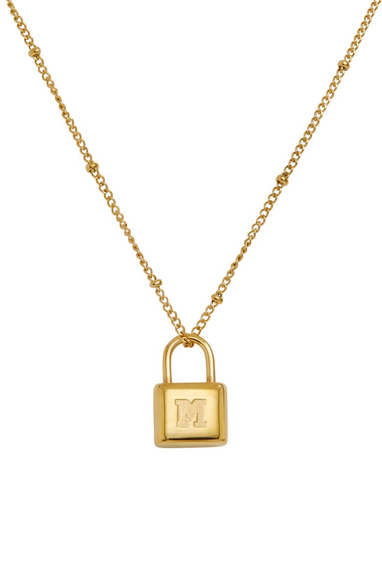SAVVY CIE JEWELS Initial Lock Pendant Necklace, Main, color, Gold - M