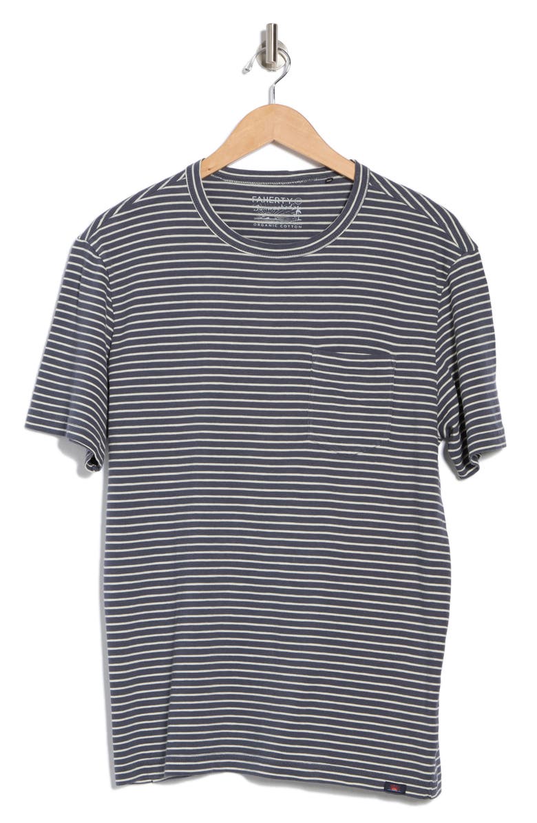 Faherty Organic Cotton Pocket T-Shirt, Alternate, color, Ocean Stone Stripe