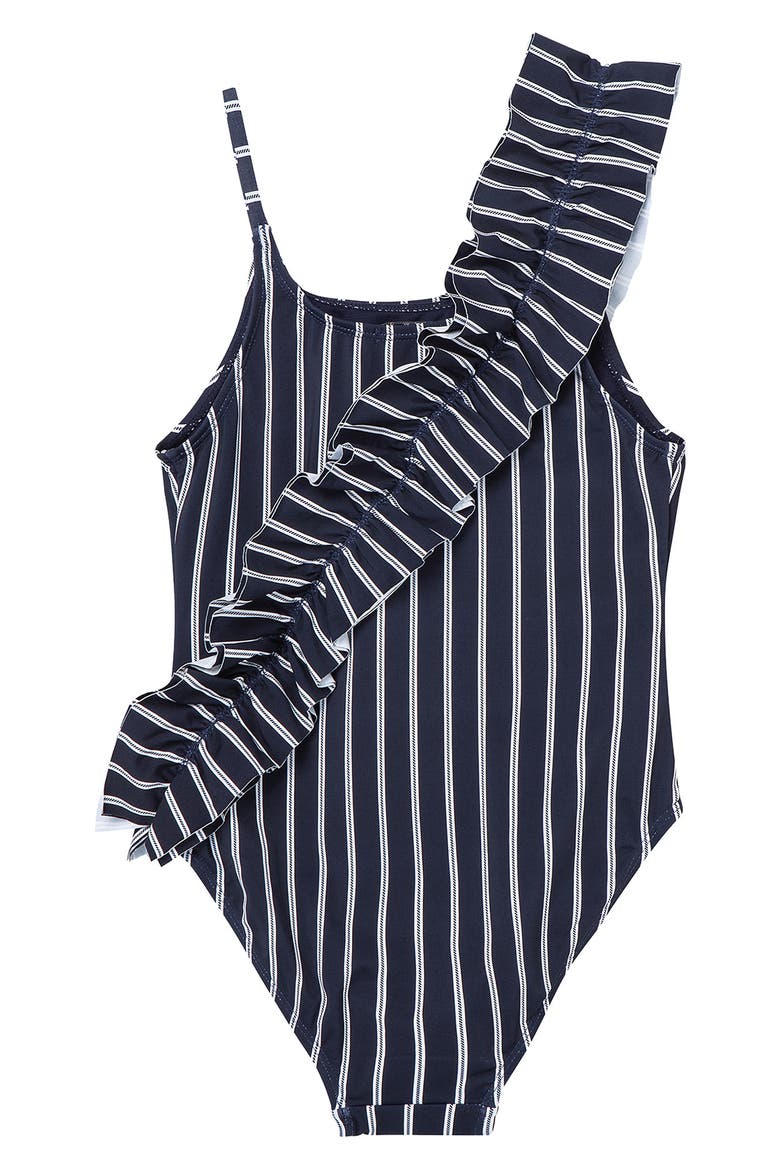 Kids' Ruffle One-Piece Swimsuit, Alternate, color, NAVY