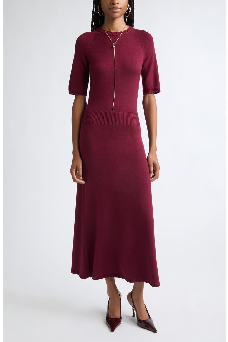 Wendy Wool Sweater Midi Dress, Main, color, CRANBERRY