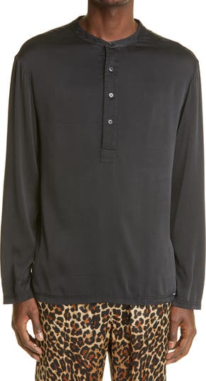 TOM FORD Henley Stretch Silk Pajama Shirt | Nordstrom