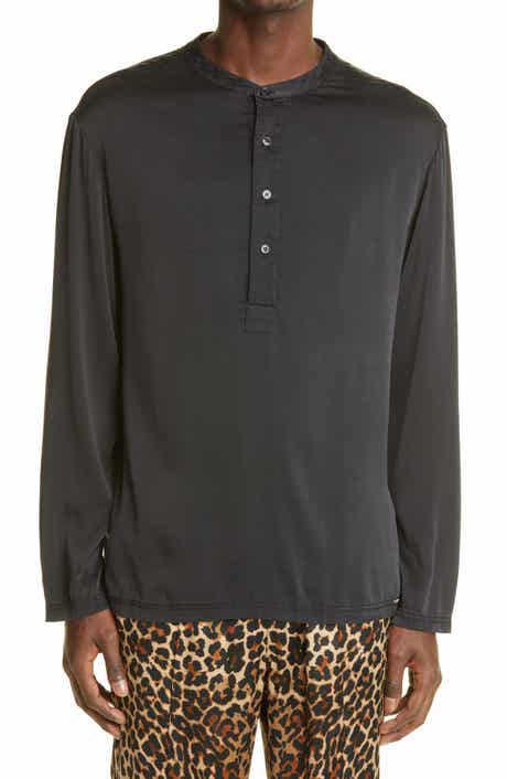 TOM FORD Henley Stretch Silk Pajama Shirt