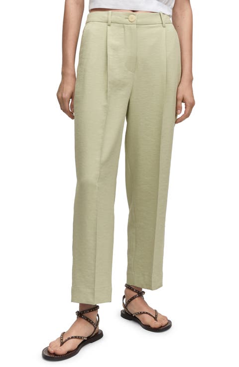 Pleated Straight Leg Trousers