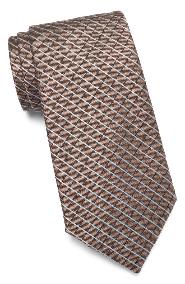 Michael Kors Ramona Grid Print Tie, Main, color, Camel