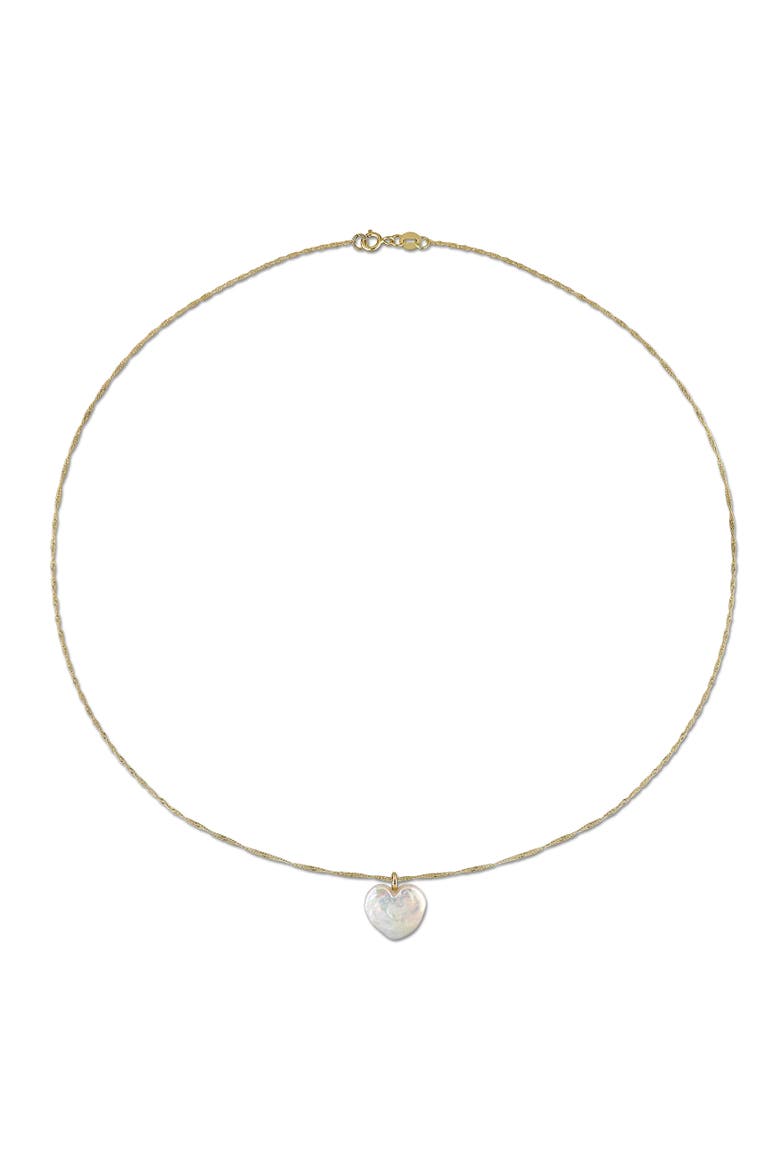 Cultured Pearl Heart Pendant Necklace 14k, Alternate, color, Yellow Gold