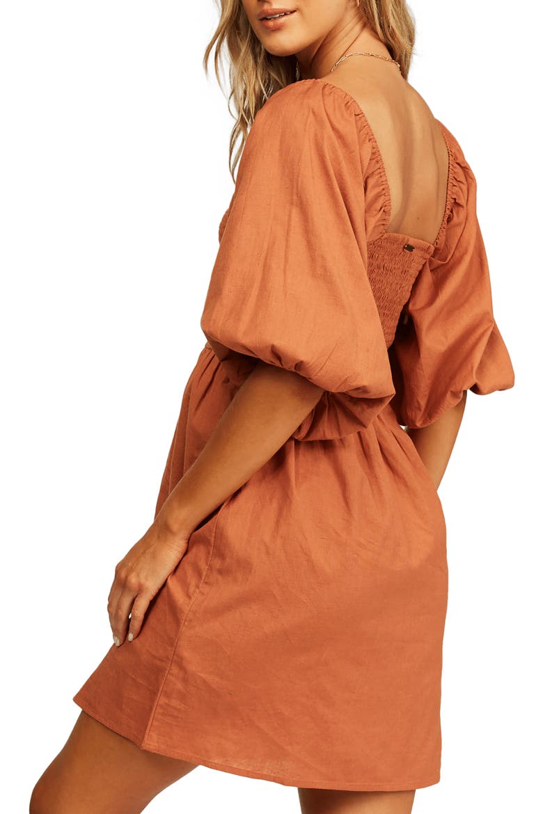 Paradise Days Puff Sleeve Minidress, Alternate, color, BRONZE