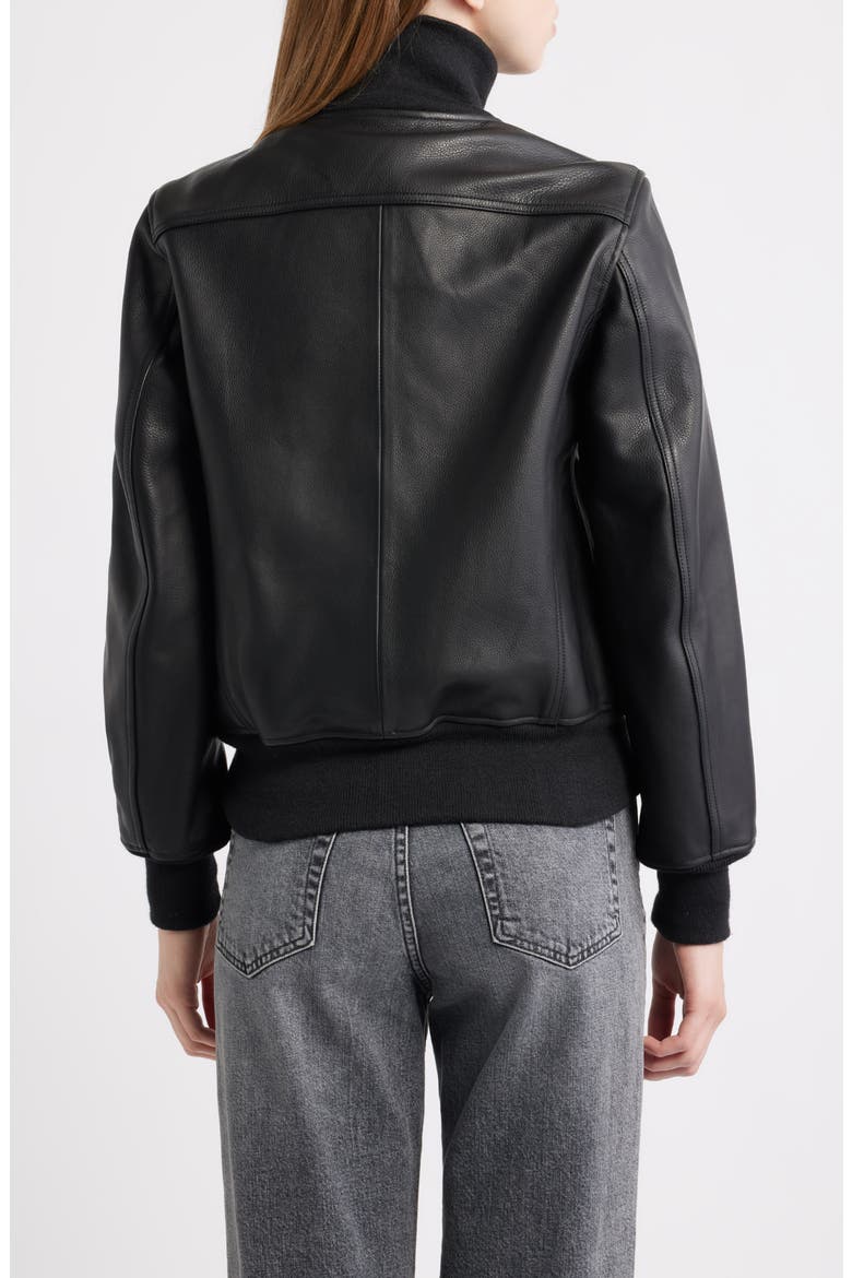 Leather Flight Jacket, Alternate, color, BLACK