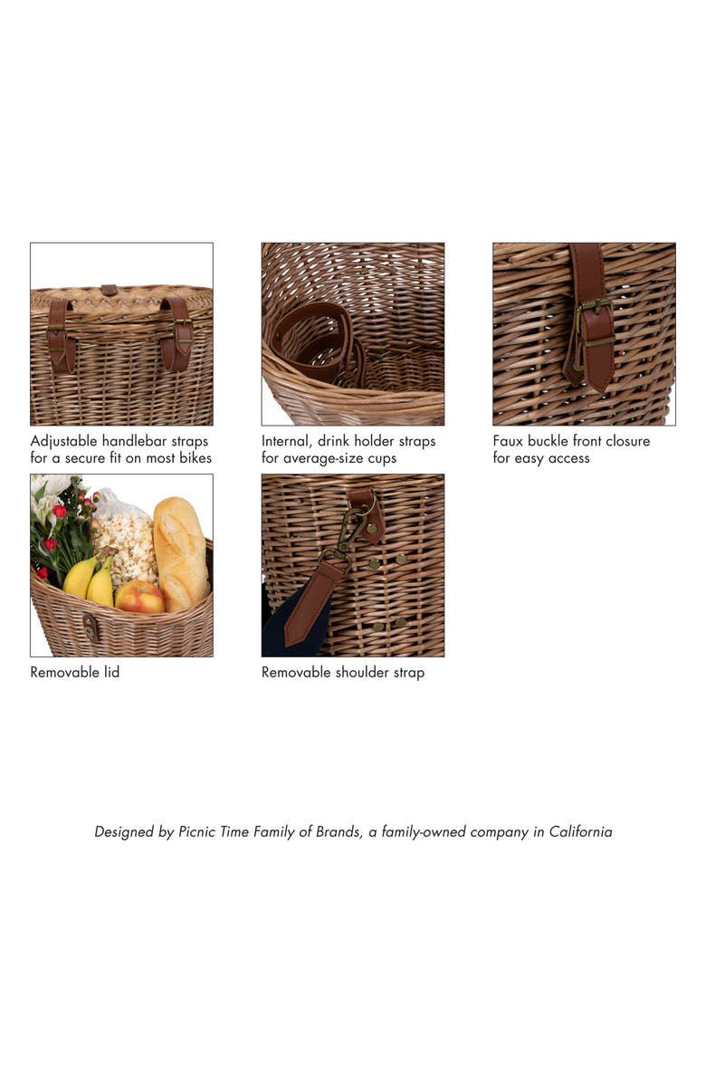 Picnic Time Cambridge Bike Basket, Alternate, color, Beige