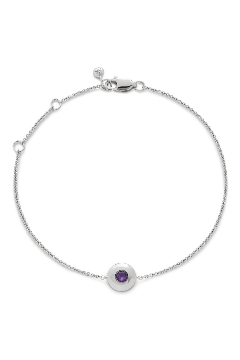 February Birthstone Chain Bracelet, Main, color, STERLING SILVER / AMETHYST