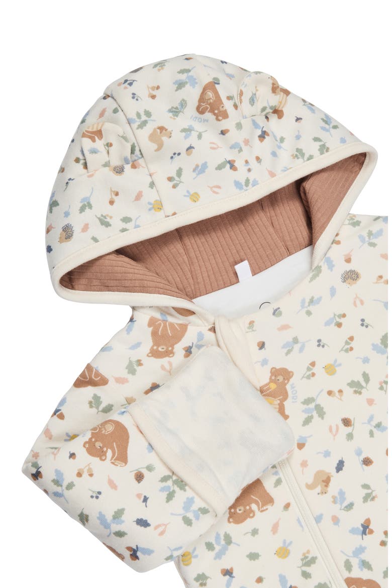 Bear Print Hooded Jumpsuit, Alternate, color, HONEY BEAR PRINT