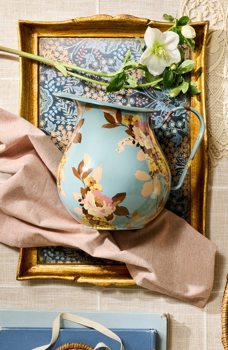 MACKENZIE CHILDS Wild Rose Slate Enameled Steel 2-Quart Pitcher, Alternate, color, 