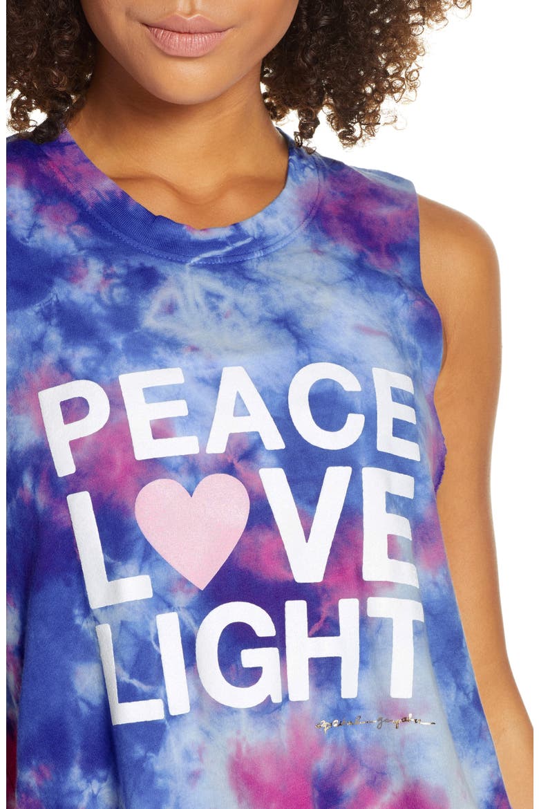 Peace Love Light Tie Dye Cotton Crop Tank Top, Alternate, color, TIE DYE
