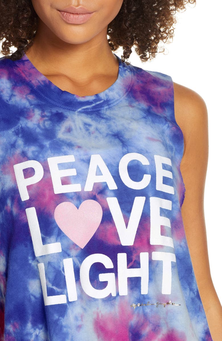 Spiritual Gangster Peace Love Light Tie Dye Cotton Crop Tank Top, Alternate, color, 