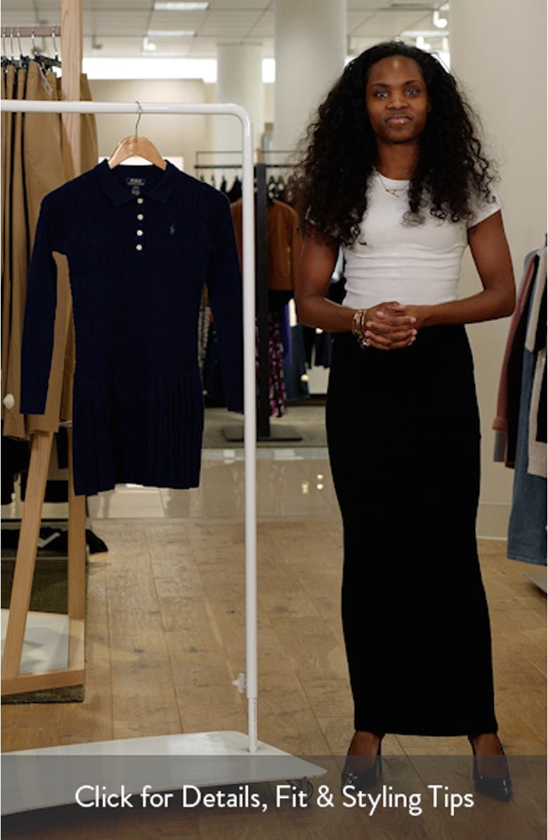 Kids' Long Sleeve Cable Knit Sweater Dress, sales video thumbnail