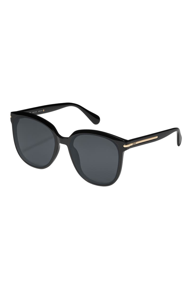 Rent Free 55mm Polarized Round Sunglasses, Alternate, color, BLACK/ SMOKE POLARIZED