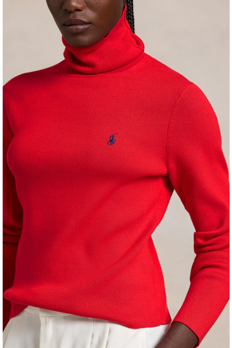 Pima Cotton Blend Turtleneck Sweater, Alternate, color, PANDORA RED